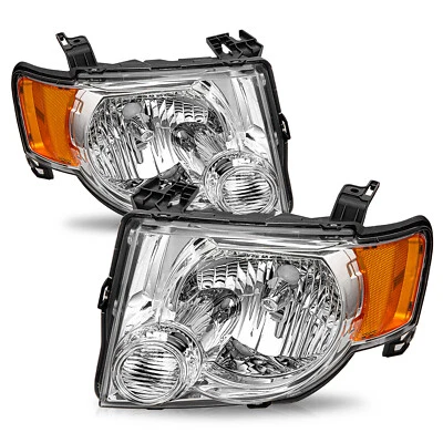 For 08-12 Ford Escape SUV Chrome Headlights Assembly Amber Corner Lamps Pair  - Bild 1 von 4