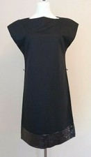 NWT Womens THEORY Size 6 Black DRESA Dress with Sequin Band 335