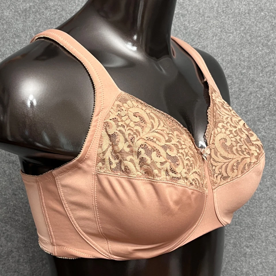 Sujetador Glamorise 42DD MxG Figura Completa Cobertura Encaje Satinado Con Aros Beige Foto 2 de 4