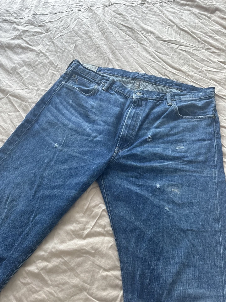!Rare! Polo Ralph Lauren Men's Denim Blue Jeans HAMPTON STRAIGHT Size 42x38 LONG - Image 2 of 4