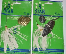 2 older vintage lures 5 star ball bearing spinnerbaits white wright mcgill