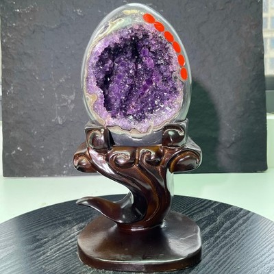 Genuine Amethyst Geode Egg Unique Spiritual Crystal Cave with Stand 6.6 lb