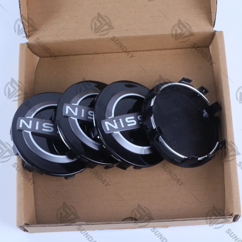 4PC 63mm For Kicks 2021-2024 Wheel Center Hub Caps Black Gloss 40342-6TA1A Foto 4 de 4