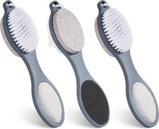 3Pcs 2 in 1 Wooden Handle Foot Brush Pumice Stone Exfoliating Foot Scrubber
