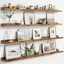 Floating Picture Ledge Shelves Set of 4, 48 Inch Shelves with Lip - Large