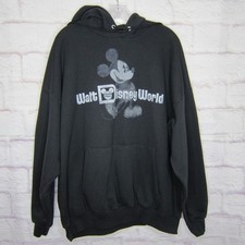 Disneyland Hoodie Sweatshirt Black Mickey Mouse Hanes Fleece Adult 3XL