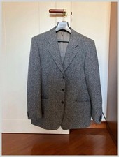 GIACCA ELEGANTE DA UOMO tg 54 GRIGIA SPINA DI PESCE LANA VERGINE INVERNALE