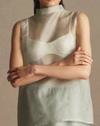 P JOHNSON FEMME Organza Devon Top White Sheer Silk + Off White Lucia Bralette 0