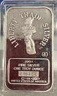 1986 Engelhard 1oz .999 Fine Silver Bar Liberty Trade Silver MTB Serial #0 8611