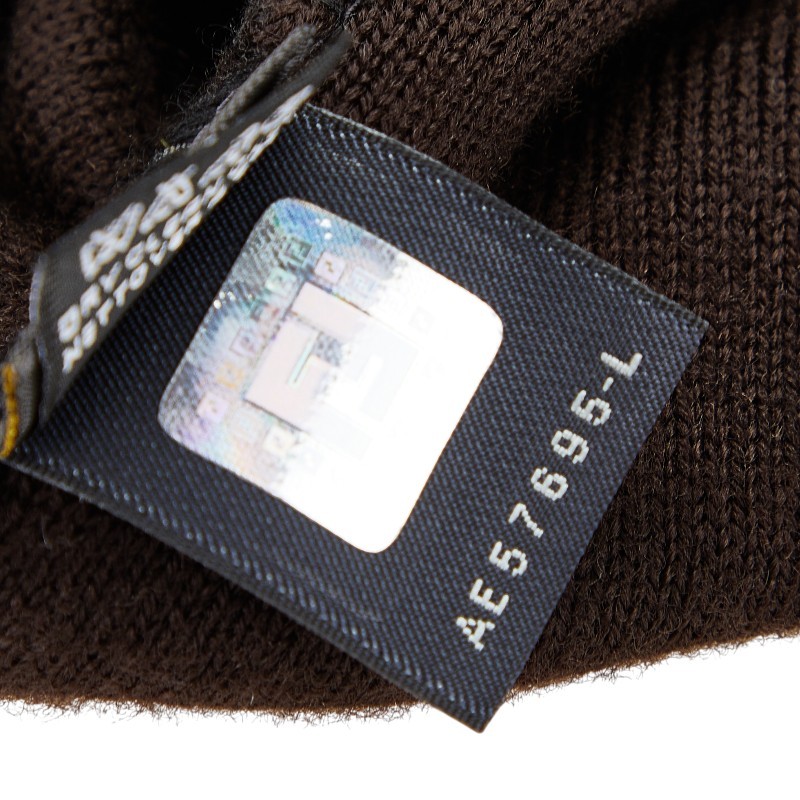FENDI Zucca Knit Cap Black Brown Wool Women's FENDI thumbnail 7