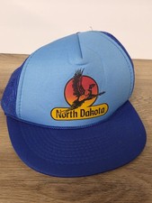 Vintage 80s Hanes North Dakota Pheasant Trucker Hat Snapback Mesh Cap Rare