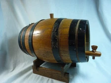 Vintage Miniature Wooden Wine/Whiskey Dispenser Keg/Barrel with Stand