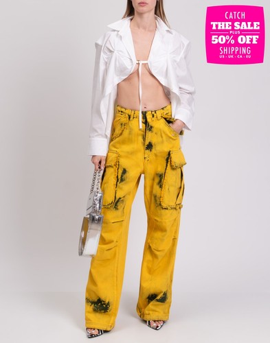 RRP €675 JACQUEMUS LE RAPHIA Shirt FR34 US2 UK6 XS Cropped Draped Made in France