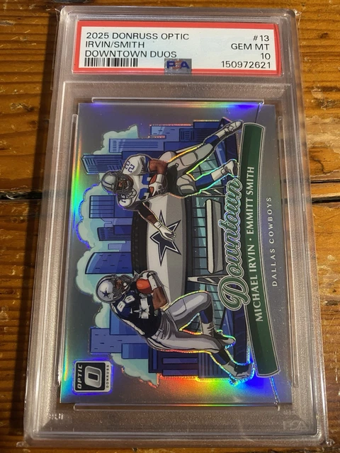 2025 Optic Michael Irvin Emmitt Smith Dallas Cowboys DUAL DOWNTOWN Duos PSA 10