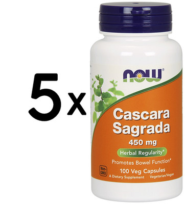 5 x NOW Foods Cascara Sagrada, 450mg - 100 vcaps (81,98 EUR/kg)