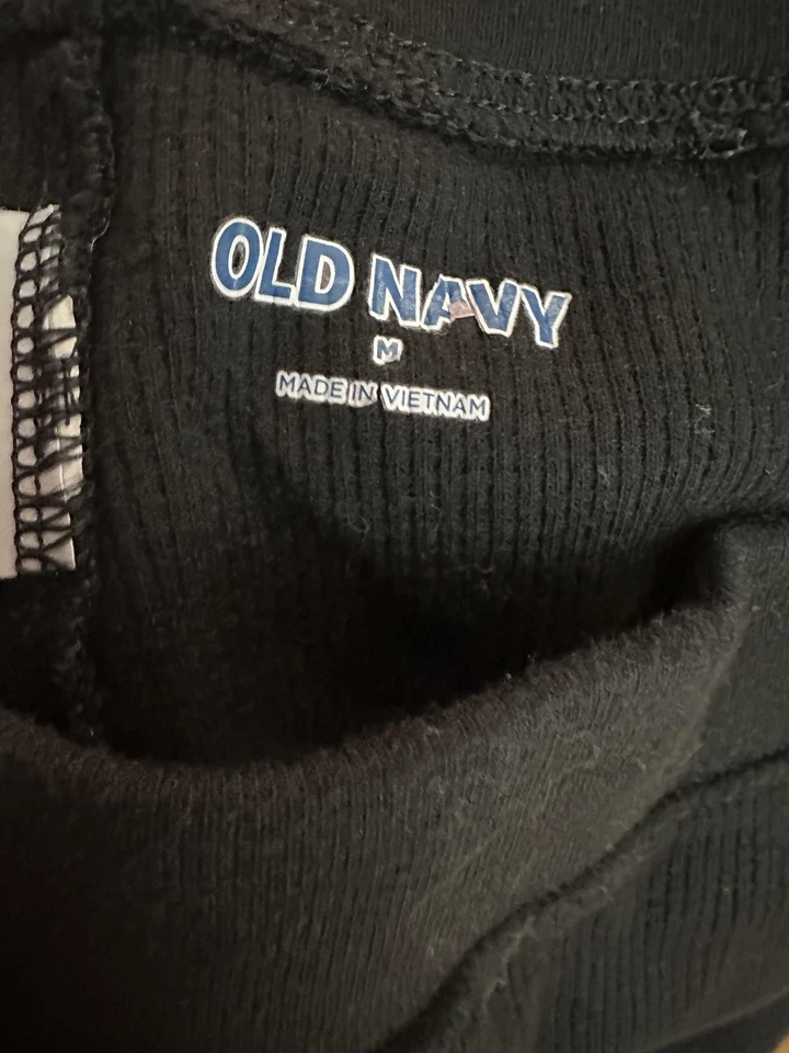 Pantalones térmicos Old Navy para hombre medianos negros tejidos gofre botón mosca capa base Foto 4 de 4