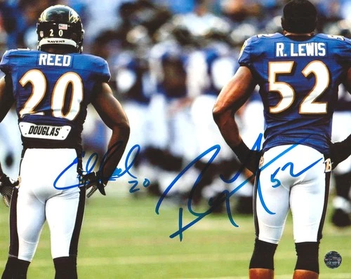 Ray Lewis & Ed Reed Autographed Baltimore Ravens 8x10 Photo with COA/Hologram