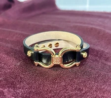 Rustic Cuff Black Leather Wrap with Gold Toned Hardware