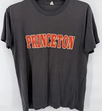 Vintage Princeton T-Shirt; Screen Stars 80s 90s Single Stitch Black Mens XL