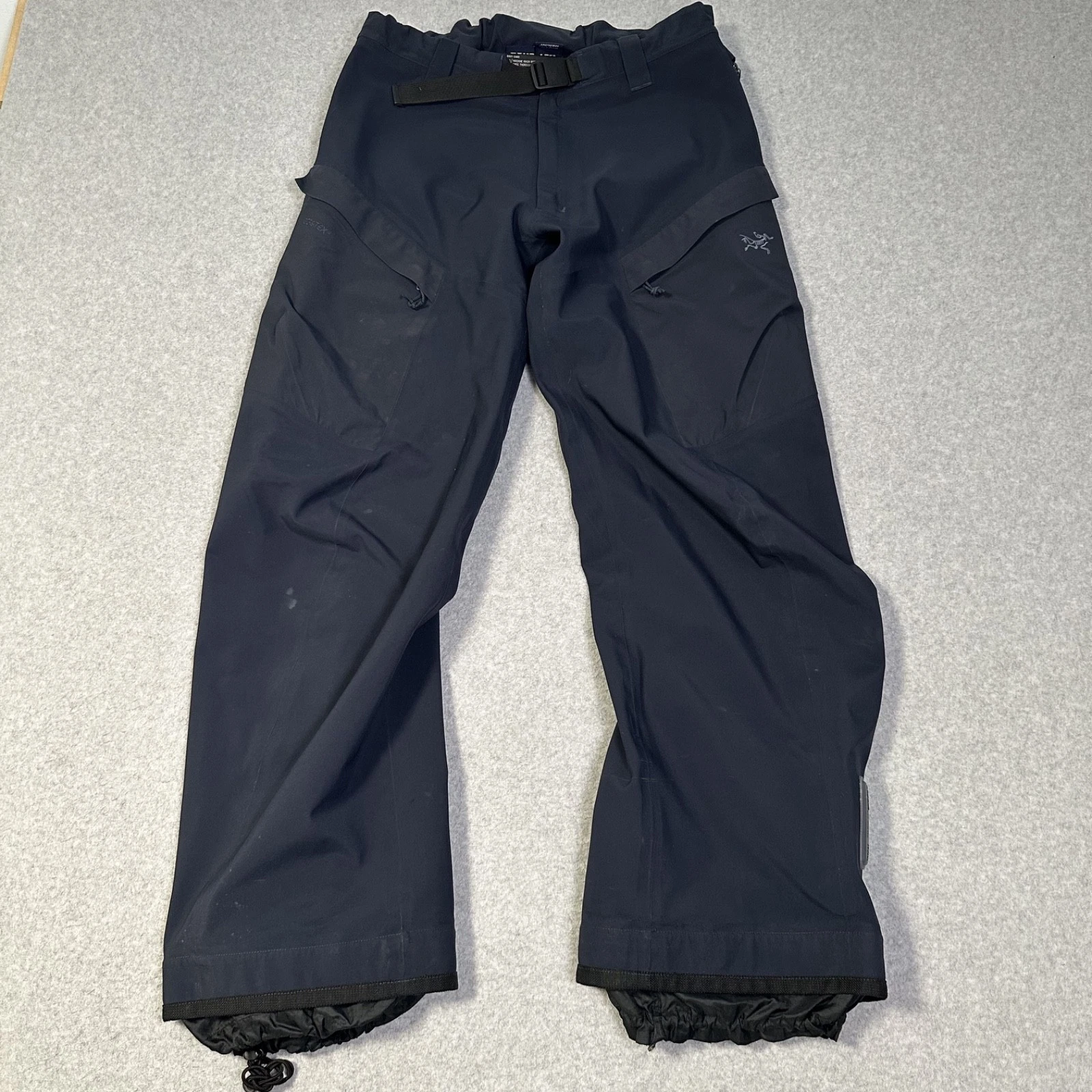 arcteryx goretex pants mens M blue belted zip outdoors recco ski snow rain