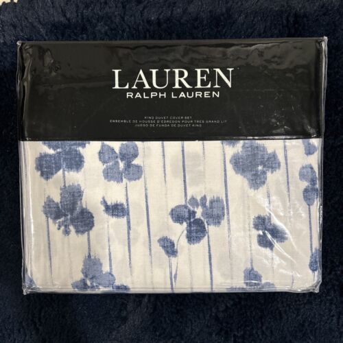 Lauren Ralph Lauren King Duvet Set 3 PCS. Anya Blue Floral Retail 350