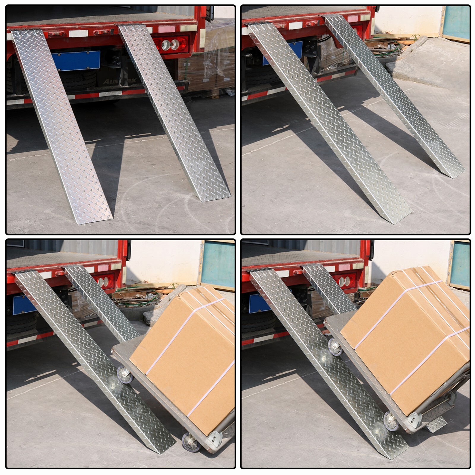 2×Non-Slip Loading Ramps Galvanized Steel HEAVY DUTY For Trailers Vans ...