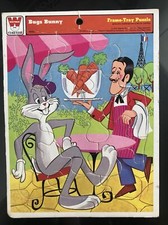 VTG Wood Frame Tray Puzzle Whitmans Bugs Bunny in Paris 1973 Warner Bros.