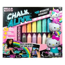 Hello Kitty Chalk Alive 4D Interactive Chalk Art 4 Stencils 12 Chalks NIB