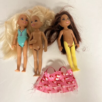 Mattel Barbie Club Chelsea Doll Bundle Lot Of 3, One Dress
