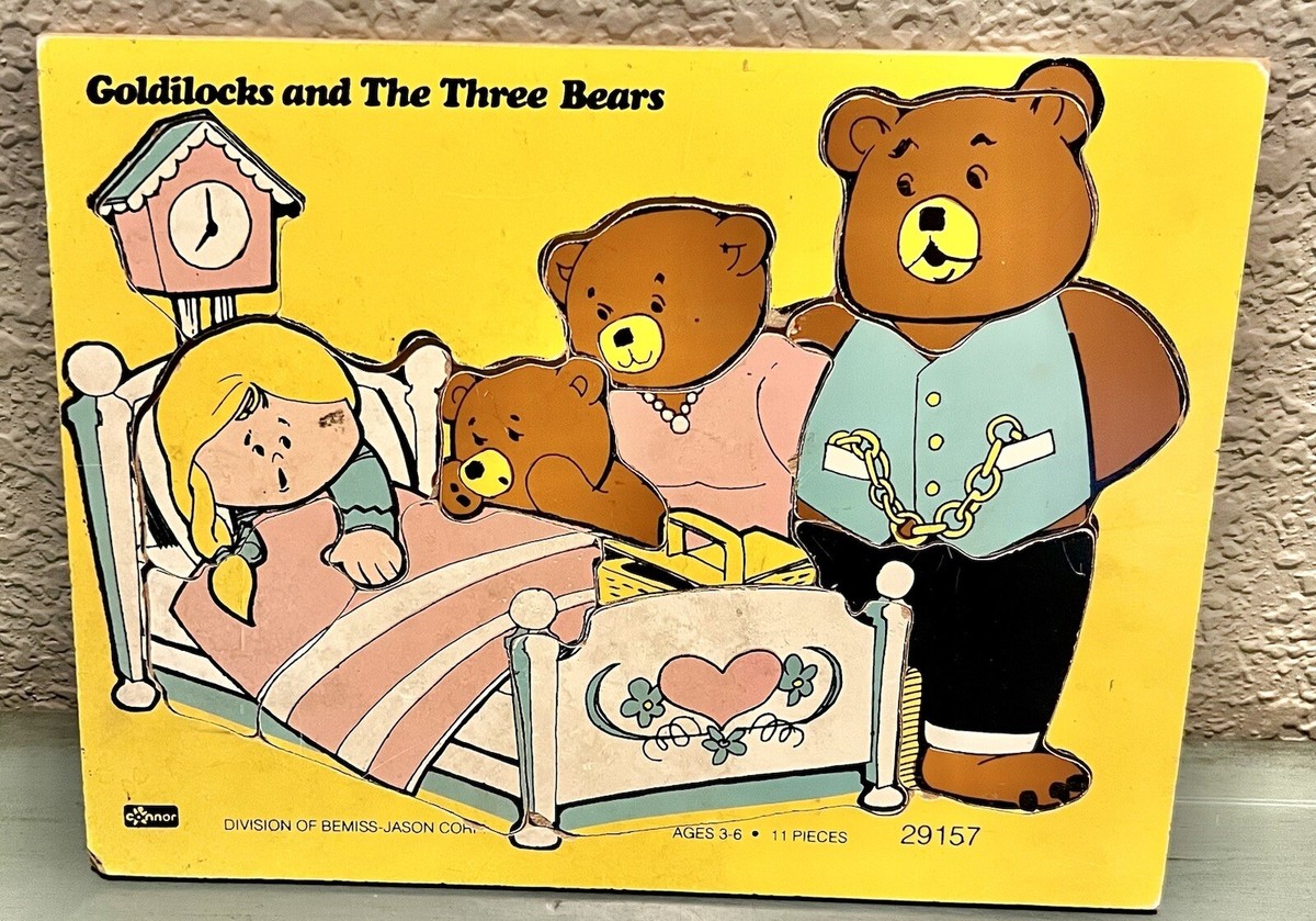Vintage Wooden Puzzle GOLDILOCKS AND THE THREE BEARS 80's Connor