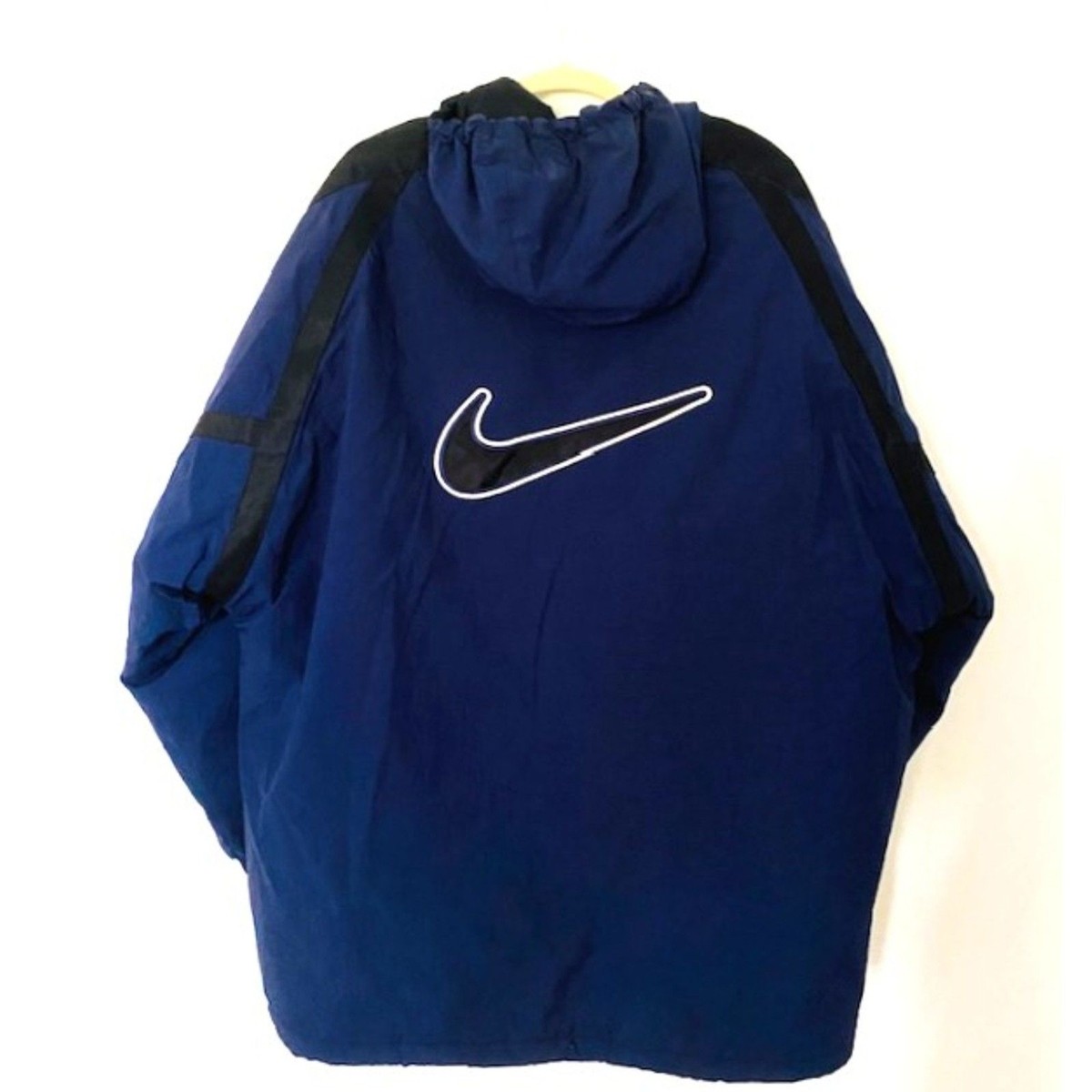 Vintage 90s Nike Big Swoosh Logo Colorblock Navy Hooded Quilted 