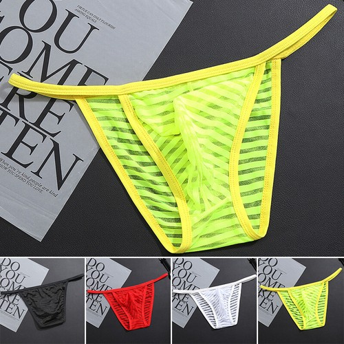Sexy Herren Gestreift Unterwäsche Tanga Netz Schier Spitze Tasche G-String Sl ⭐ - Bild 1 von 21