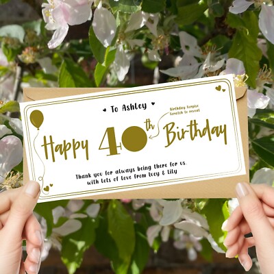 40. Personalisierter Geschenkgutschein Rubbelkarte Geburtstag Gold, 30., Reveal Card