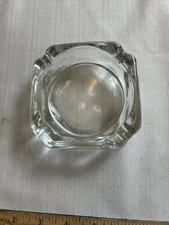 Vintage Square Clear Glass Ashtray 3.5"