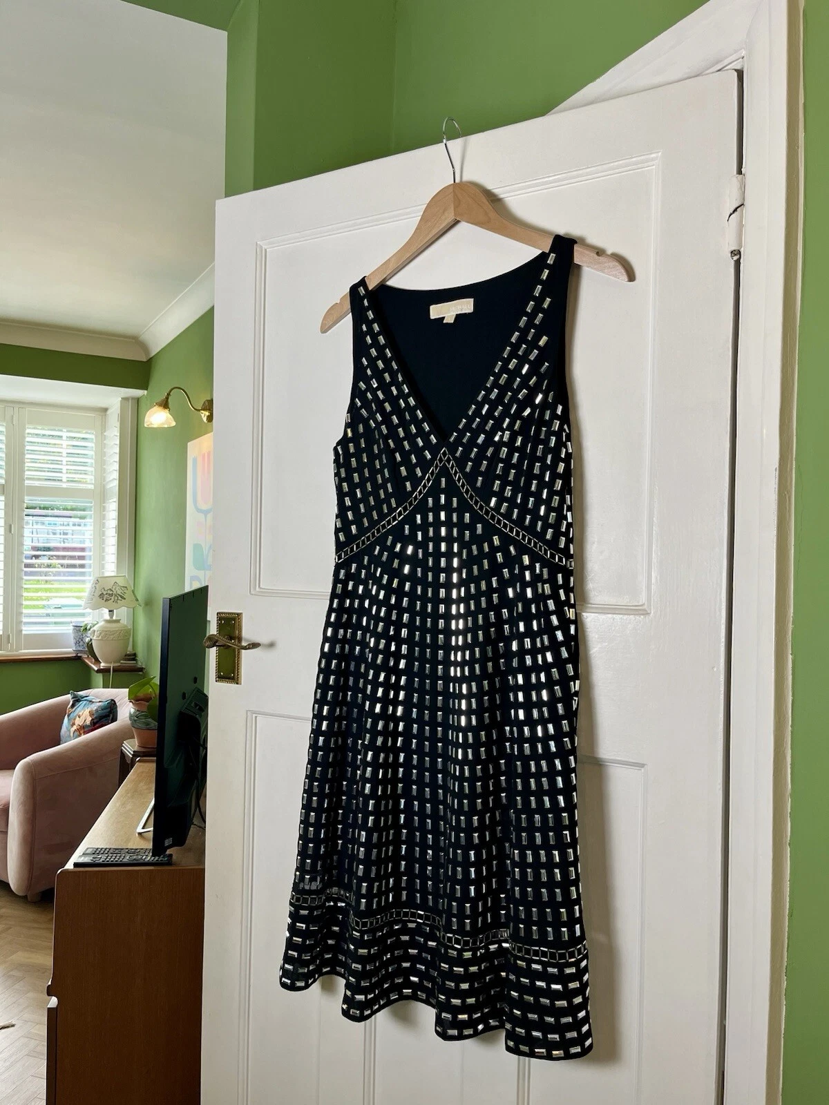 *ABITO DA COCKTAIL MICHAEL KORS NERO ARGENTO BORCHIATO IMPREZIOSITO DA SERA FESTA*