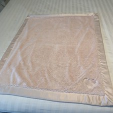 Barefoot Dreams Malibu Baby Blanket Pink Minky Satin Trim 36 x29