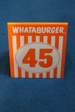 WHATABURGER TABLE TENT CARD ORDER NUMBER # 45 *NFL NASCAR MLB NBA 