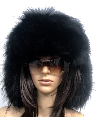CHANEL Russian 2009 Paris-Moscow Leather Finn Raccoon FUR Hat CC