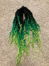 36" Handmade Wool Dreadlocks Double Ended Dreads Extension Green Wool Dreads Loc
