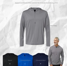 1/4-Zip Hooded | Adidas - A596, L/weight Performance Quarter-Zip Hooded Pullover