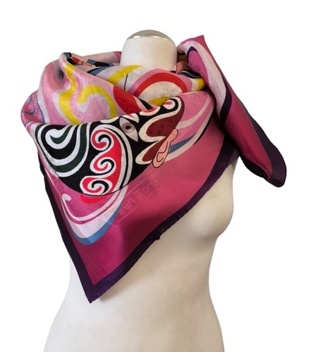 Pastinot Paris seta multicolore? sciarpa quadrata maschera cinese arte da indossare 88*92 cm - Foto 13 di 13