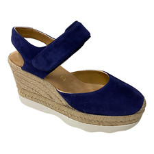 SCARPE SANDALO SANDALI ESPADRILLAS DONNA UNISA CALANDA PELLE BLU ORIGINALE PE
