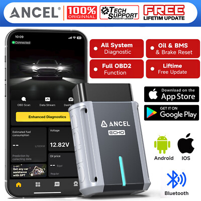All System Bidirectional OBD2 Scanner Bluetooth Car Diagnostic for iOS & Android