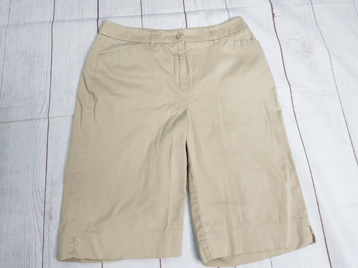 Ann Klein Sport Womens Size Khaki Stretch Bermuda Cotton Shorts