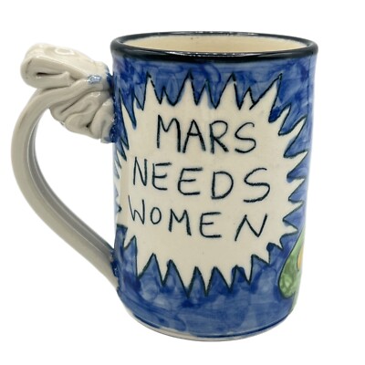 Vintage Tom Edwards Pottery ''Mars Needs Women'' Mug