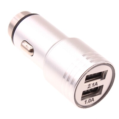 Car Charger 3.1A 2-Port USB Power Adapter Stainless Steel DC for Cell Phones