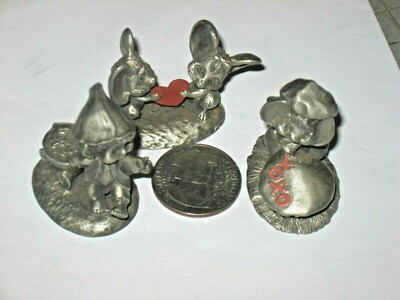 3 1981, 82, 83  Little Gallery Hudson Cheddar & Co Hallmark Pewter Mice Figurine