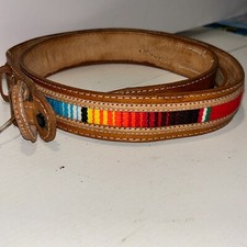 Southwestern Womens 38" Leather Buckle and Belt with Native American Serape NOTE