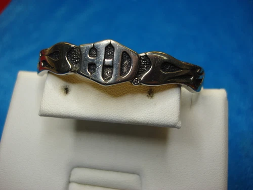 SILVER TONE CUFF BRACELET - "H - D" -HARLEY DAVIDSON   - SIZE 5 3/4