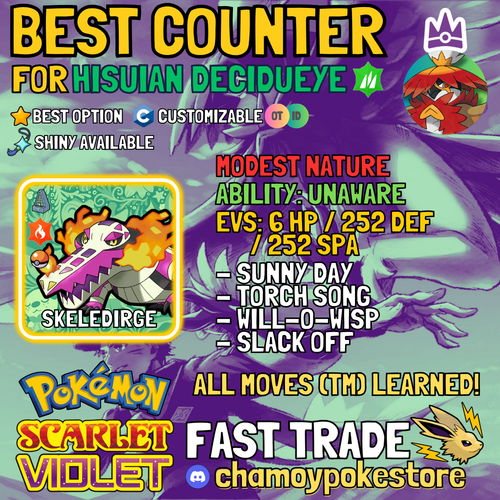 HISUIAN DECIDUEYE Tera Raid Counters ⚡ 6IV BUNDLE ⚡ Pokemon SCARLET and VIOLET - Picture 6 of 31